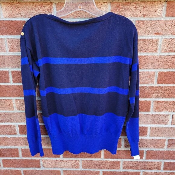 Lauren Ralph Lauren Stripped Sweater Women's Size Large Blue - Picture 2 of 4
